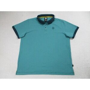 Outdoor Afro REI Co-op Polo Shirt Mens Large Teal Green Short Sleeve Casual